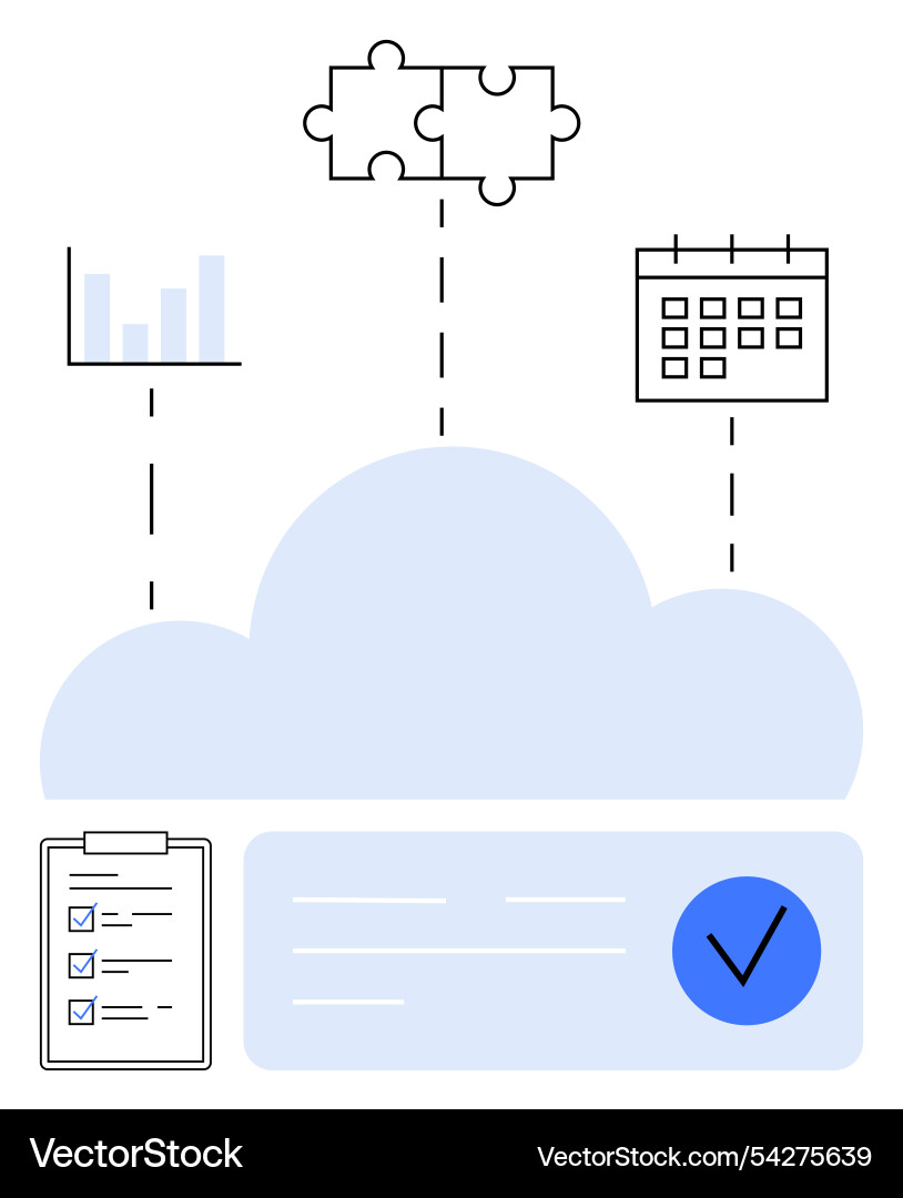 Cloud computing elements with puzzle calendar Cloud computing elements with puzzle calendar Vector Image