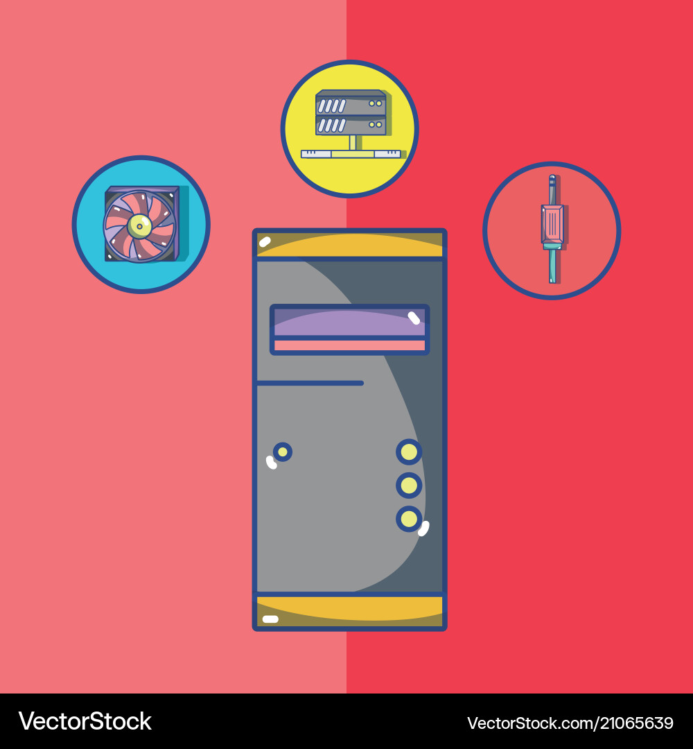 Computer hardware elements Vector Image