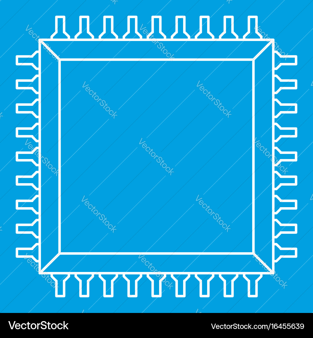 Computer microchip icon outline vector image