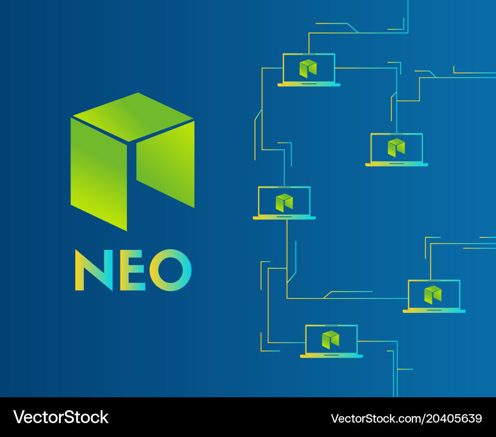 Cryptocurrency neo blockchain style background Vector Image