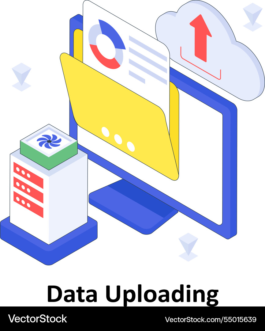 Data uploading isometric colored eps vector image