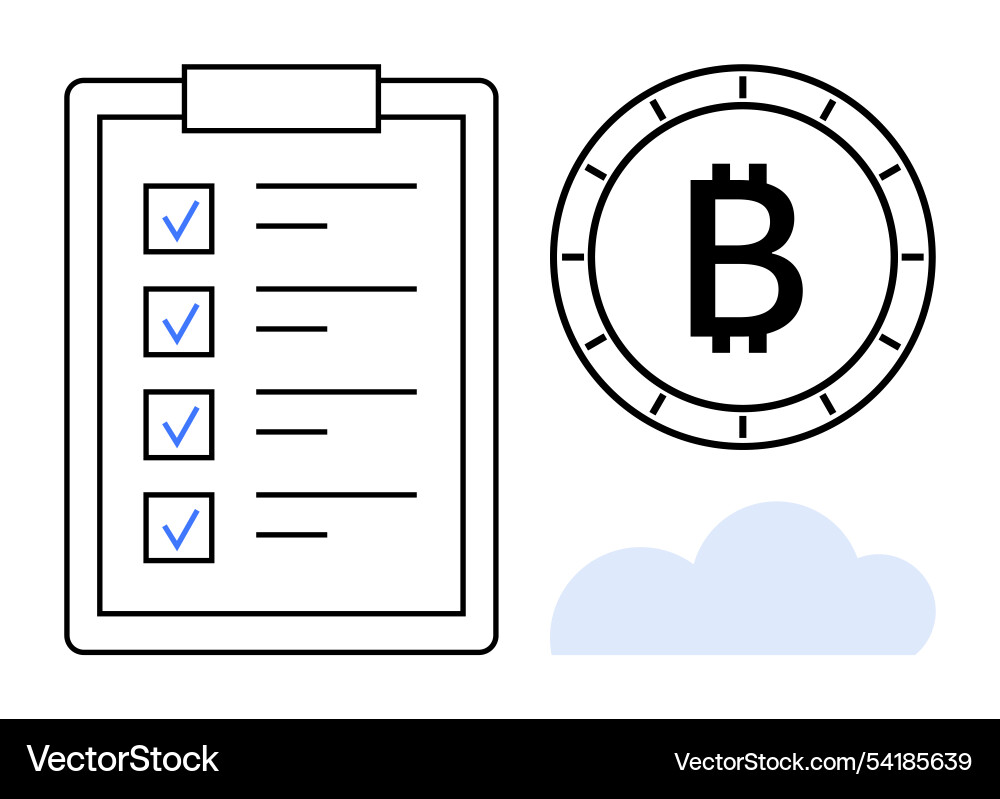 Digital checklist with cryptocurrency symbol Digital checklist with cryptocurrency symbol vector image