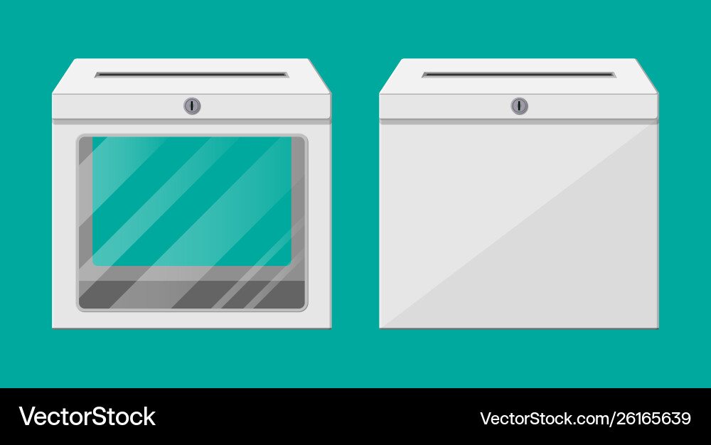 Empty container with glass window and lock Empty container with glass window and lock Vector Image