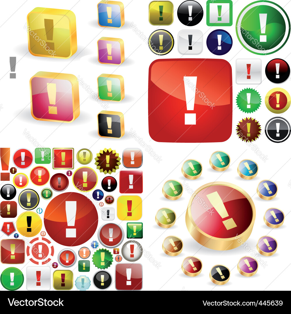 Exclamation Buttons - Warning Set vector image