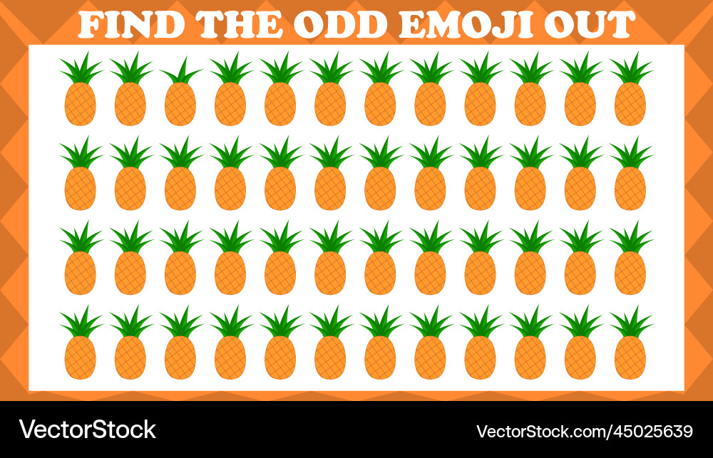 Find the odd emoji out visual logic puzzle game Find the odd emoji out visual logic puzzle game Vector Image