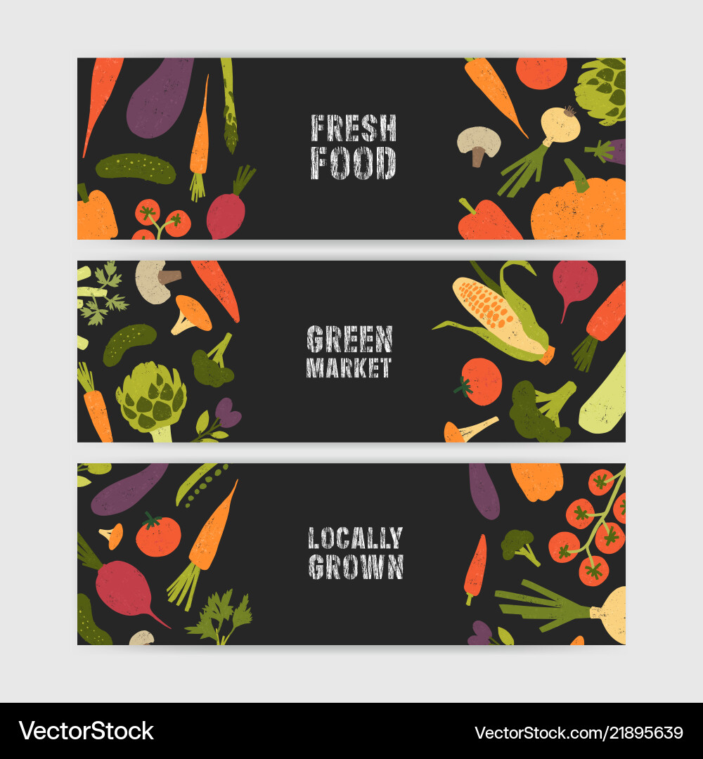 Fresh Vegetable Banner Templates Vector Image