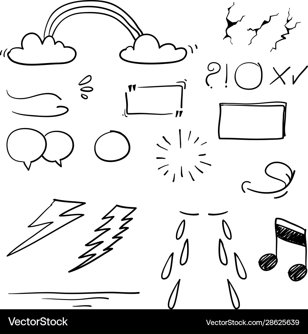 Hand drawn design elements speech bubble star Vector Image