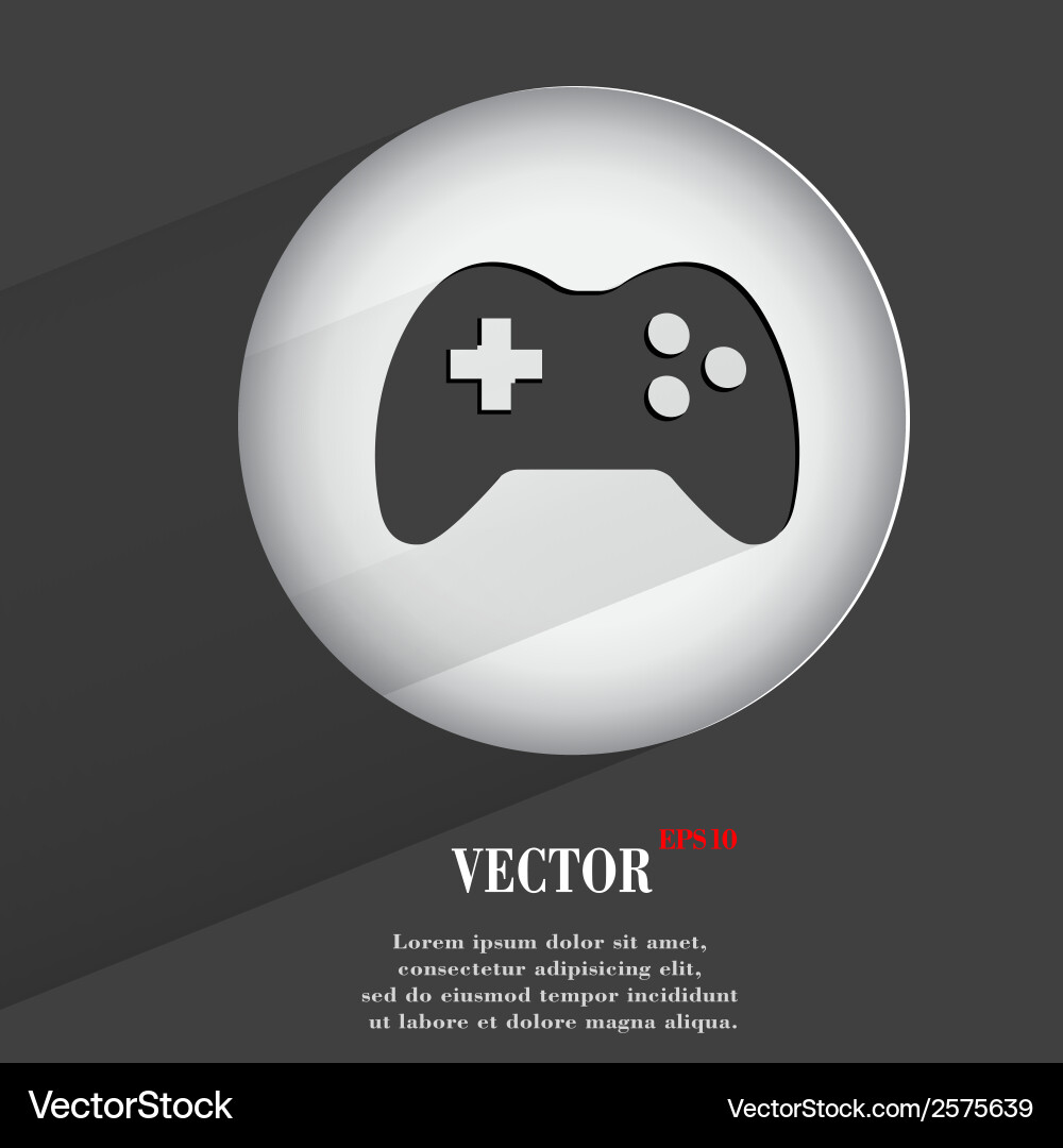 Joystick flat modern web button with long shadow Vector Image