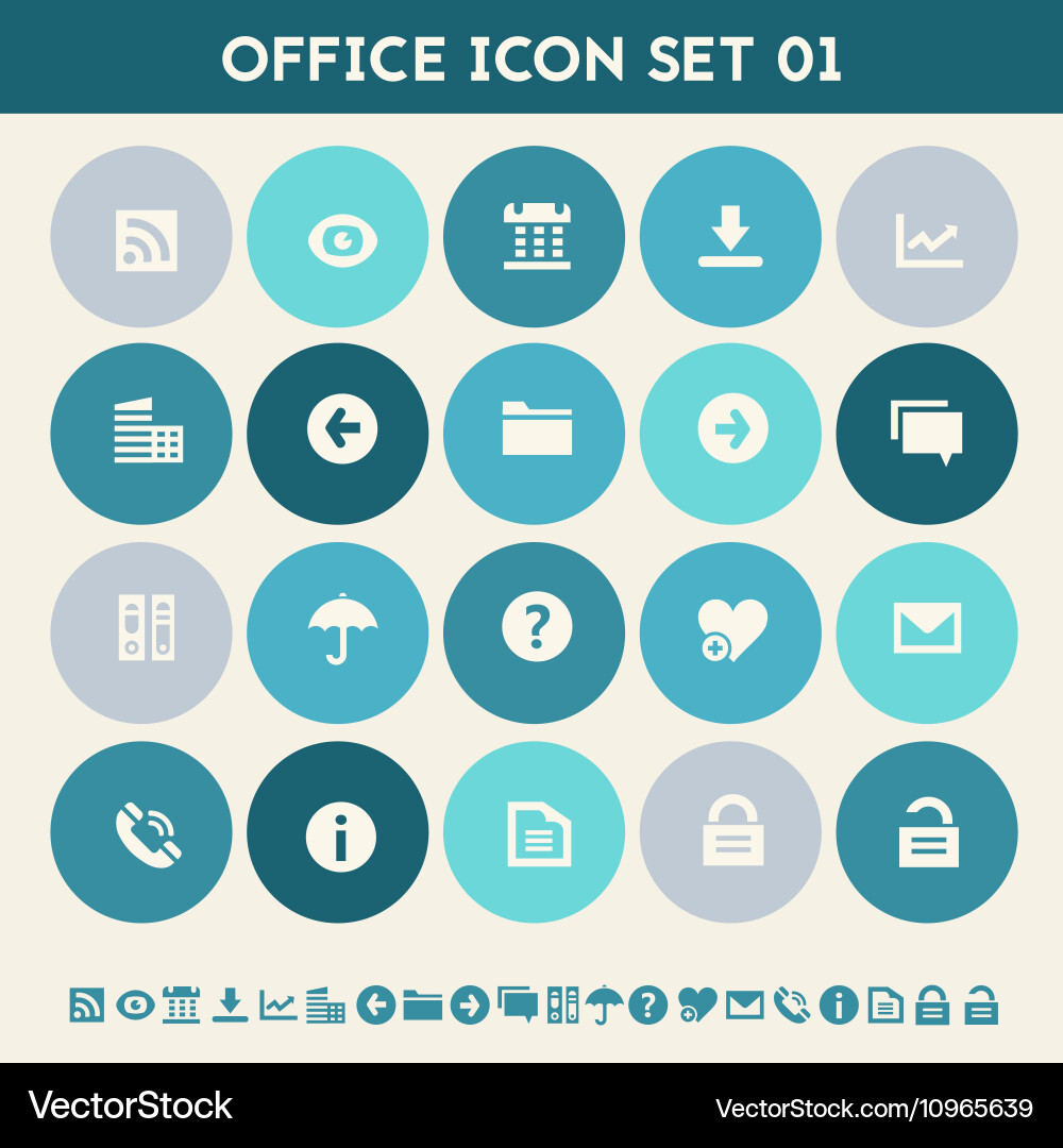 Office 1 icon set multicolored flat buttons vector image