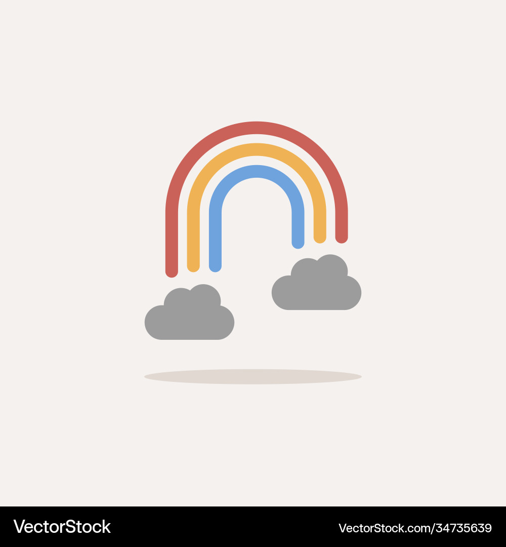 Rainbow and clouds color icon with shadow weather Vector Image
