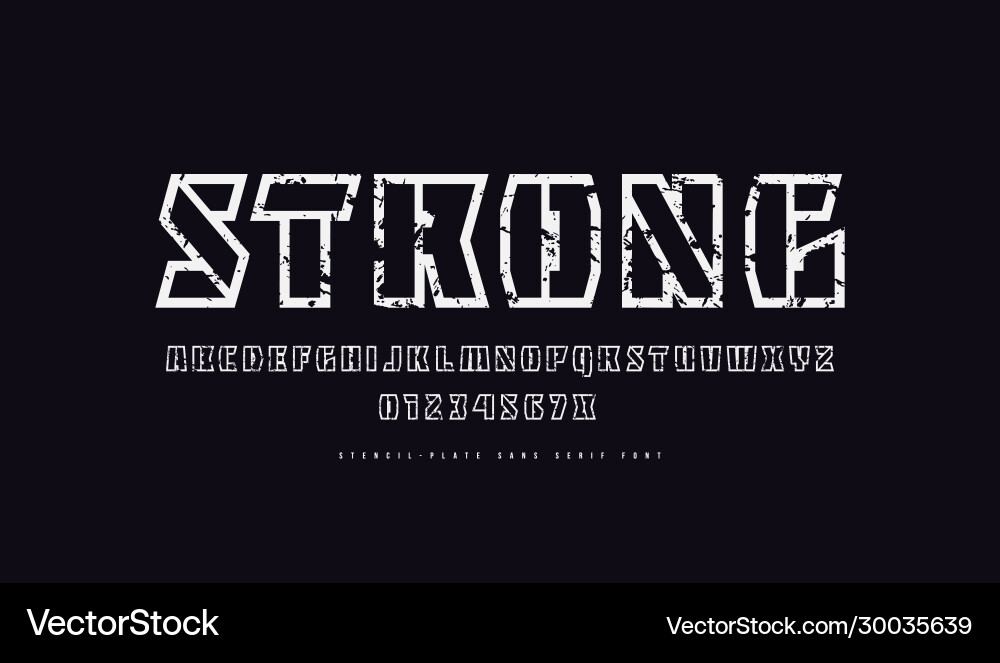 Rough Stencil Font - Military Style Vector Image