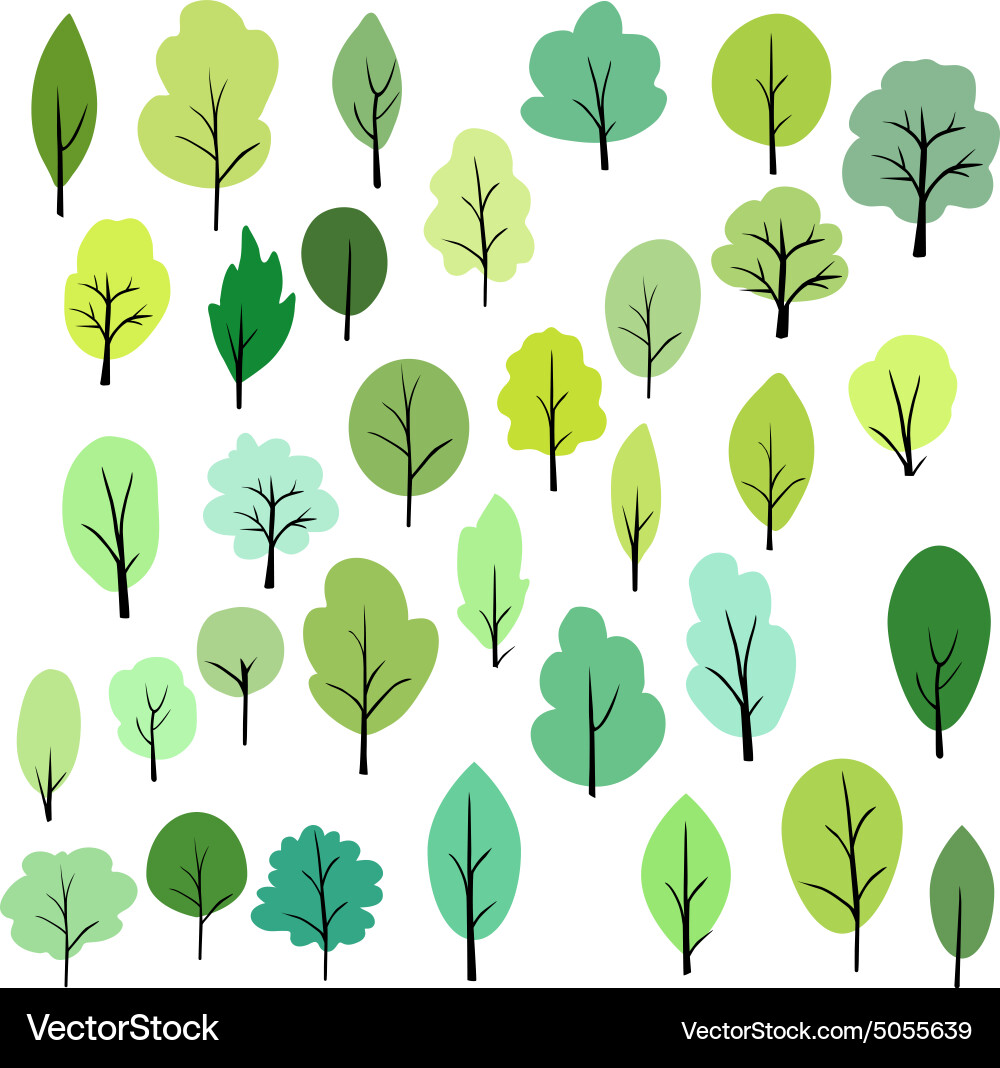 Set of different trees Royalty Free Vector Image