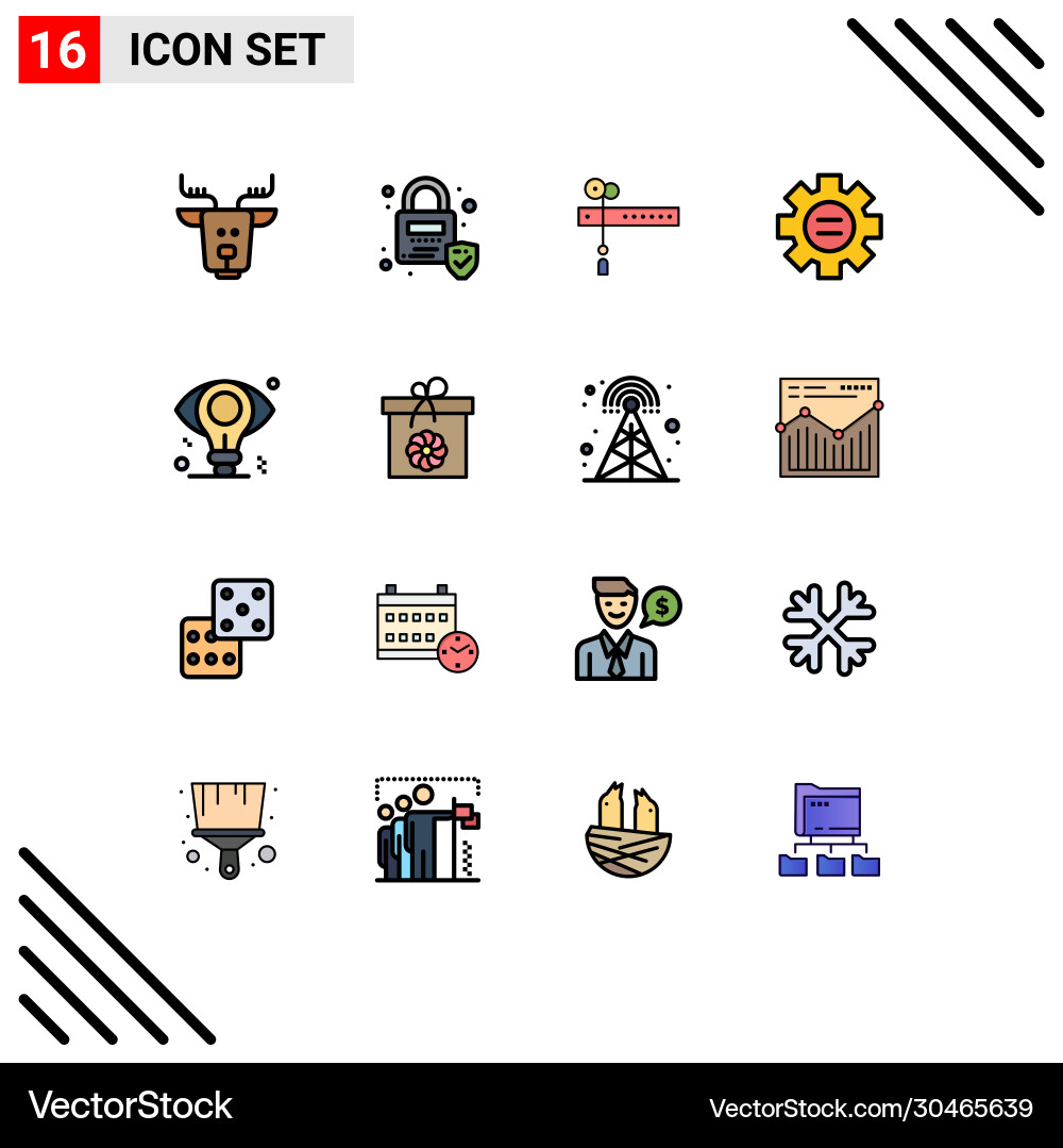 User interface pack 16 basic flat color filled Vector Image