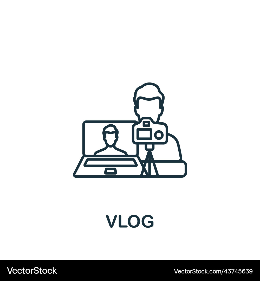 Vlog icon line simple streaming Vlog icon line simple streaming Vector Image