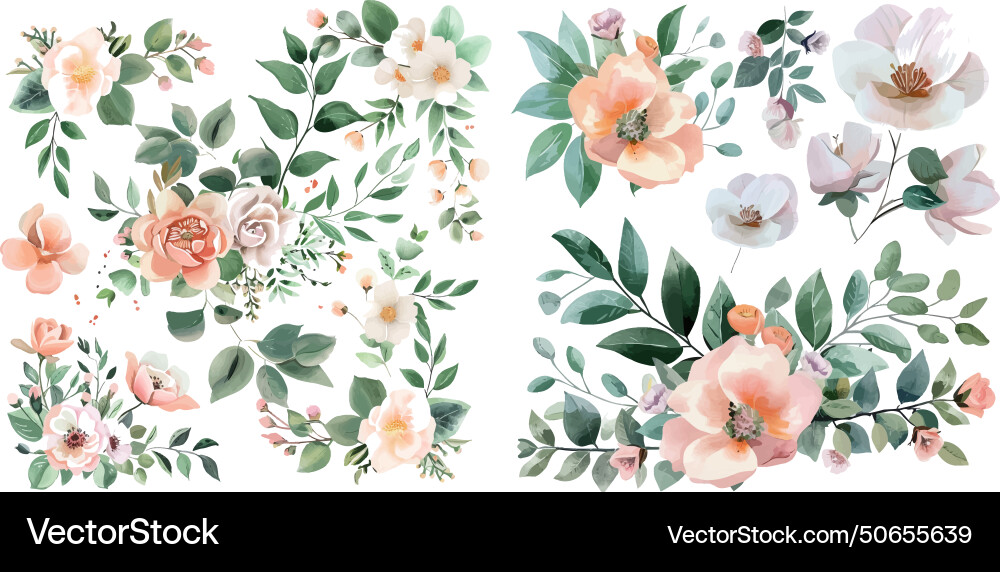 Watercolor floral bouquet Watercolor floral bouquet Vector Image