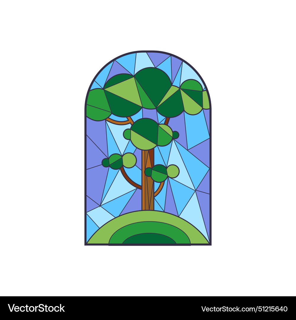 A church stained glass window depicting green A church stained glass window depicting green vector image