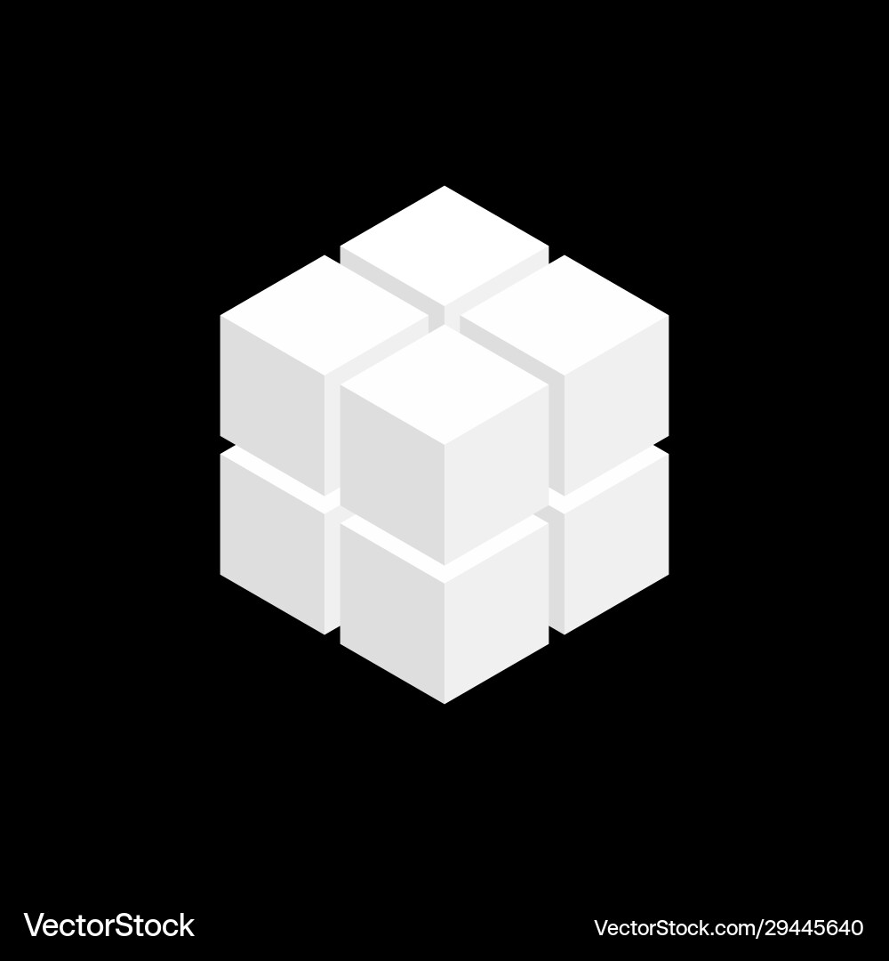 Abstract 3d cube from cubes isometric projection Vector Image