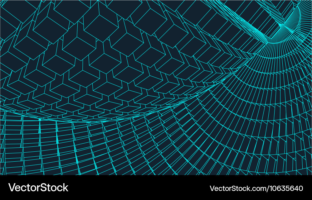 Abstract 3d illuminated distorted mesh sphere vector image