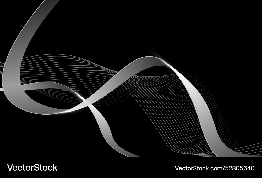 Abstract silver ribbon curve wave overlap Vector Image