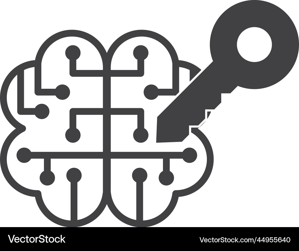 Brain and key in minimal style Brain and key in minimal style Vector Image