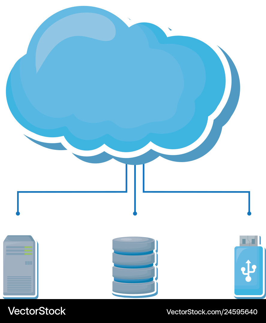 Cloud computing with storage devices Vector Image