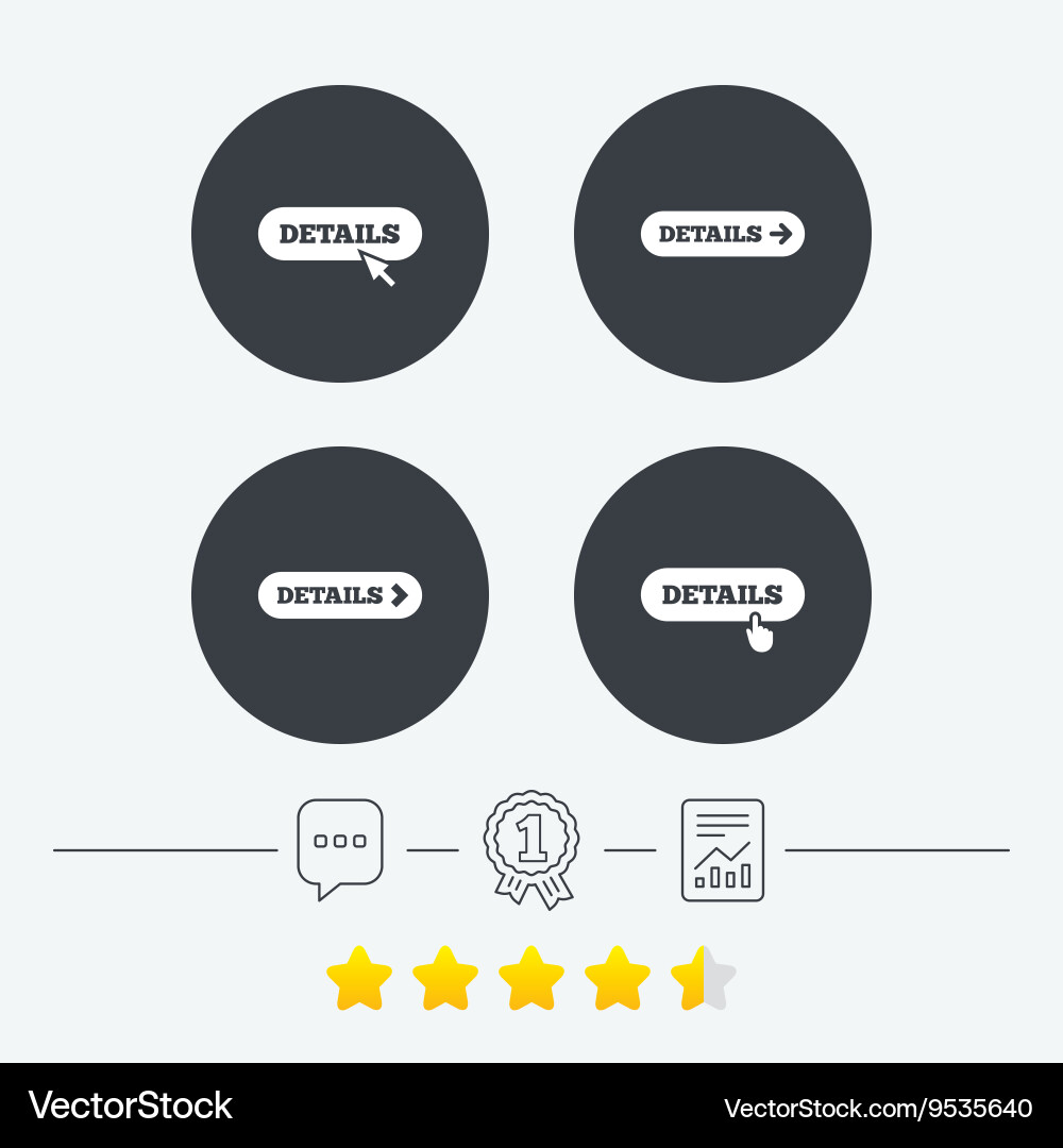 Details with arrow more symbol and cursor Vector Image