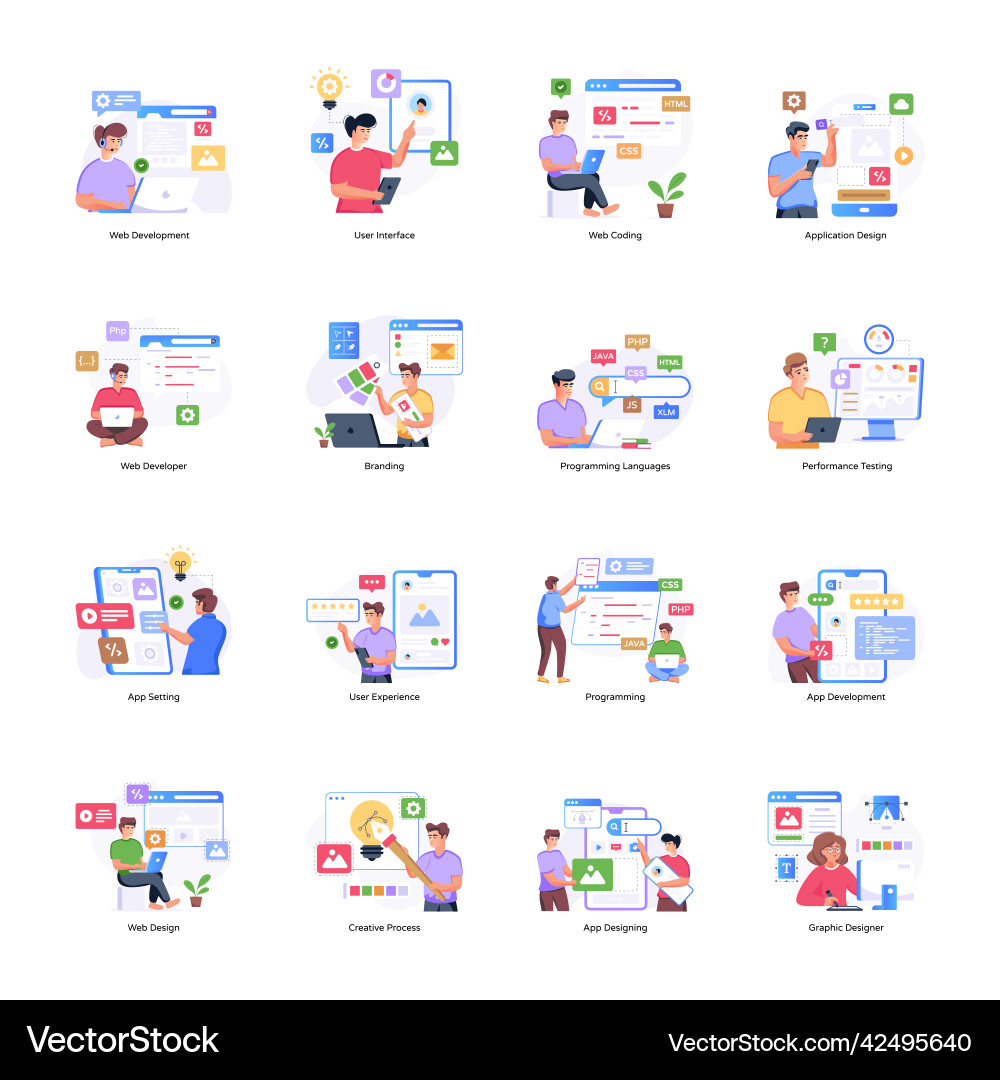 Flat of design and development Vector Image