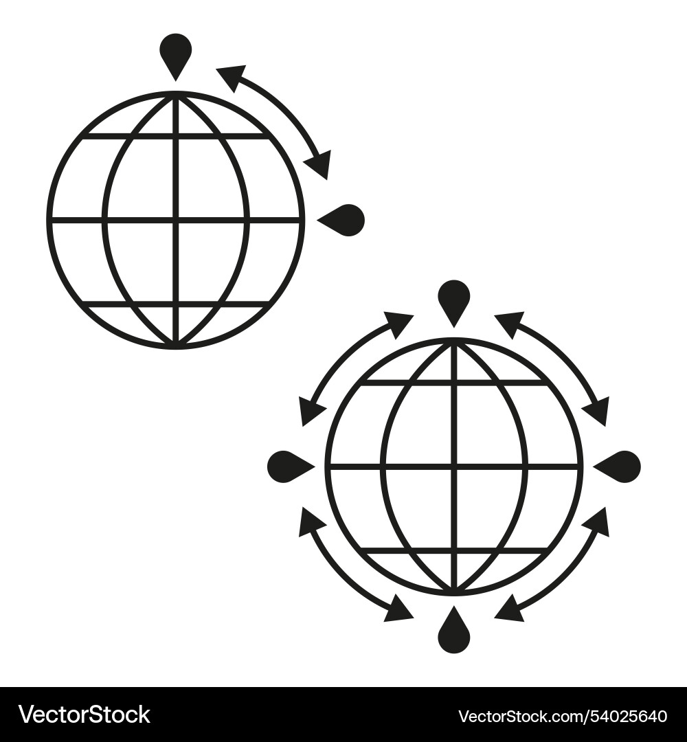 Global navigation icons globe with location Vector Image