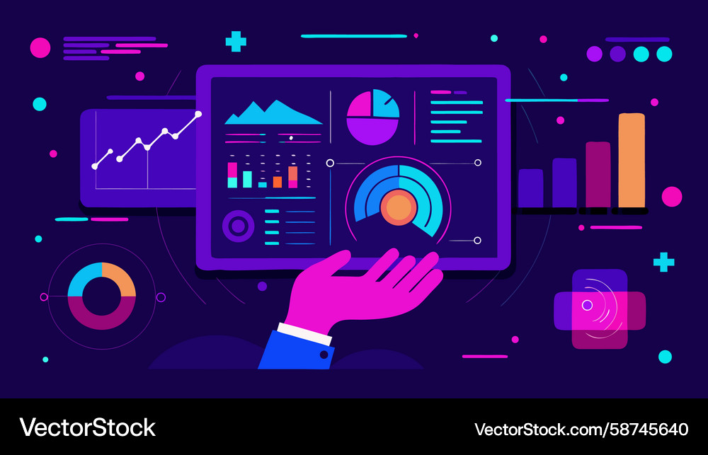 Neon gradient of big data analysis Vector Image