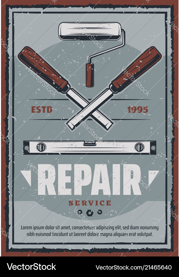 Retro poster of ruler and chisel tool vector image