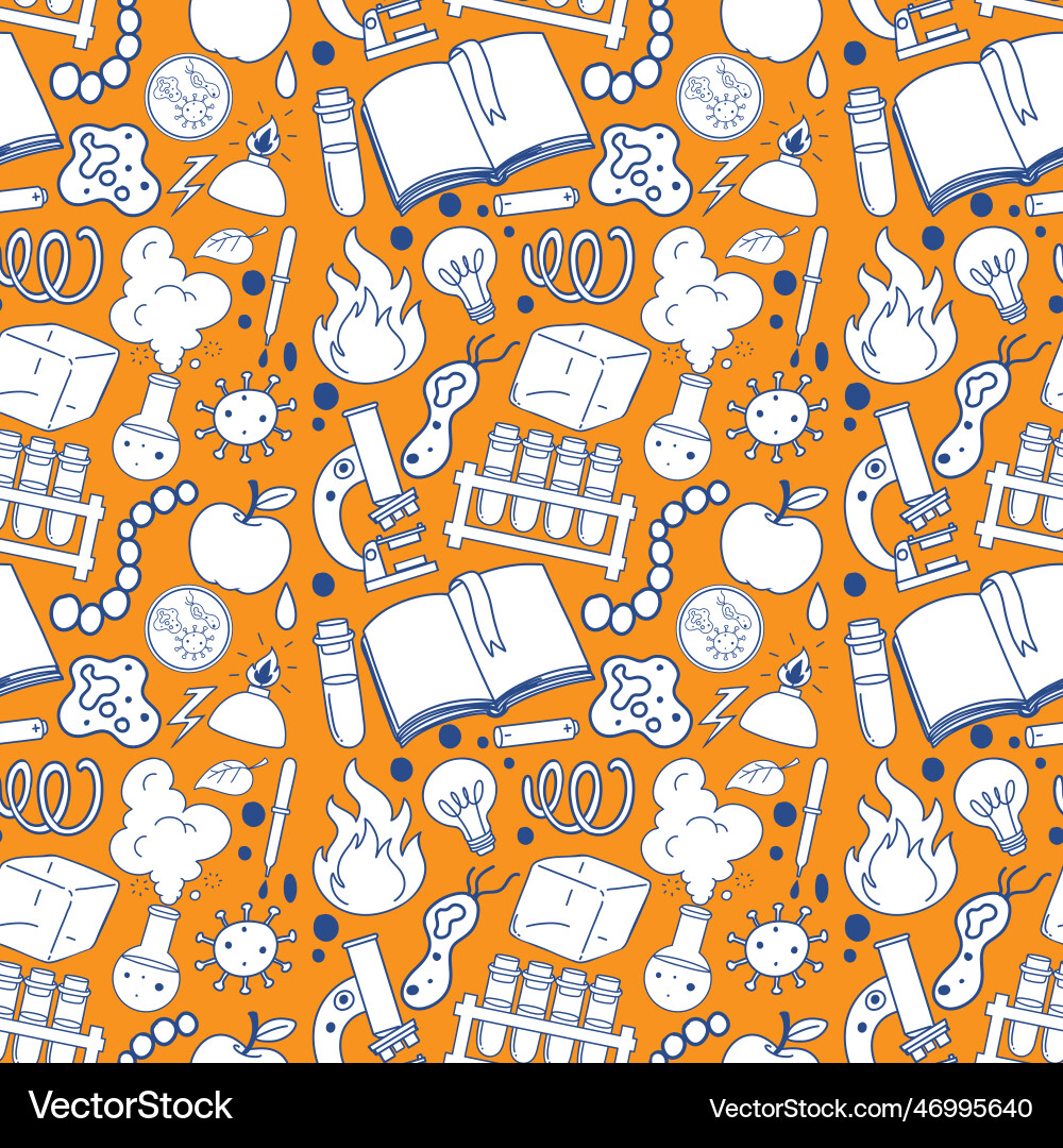 Science objects and icons seamless pattern vector image