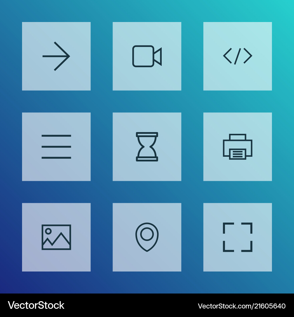 User icons line style set with map pin picture Vector Image