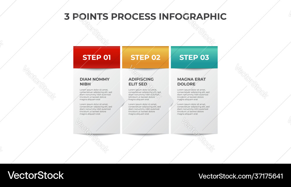 3 points block list process diagram vector image