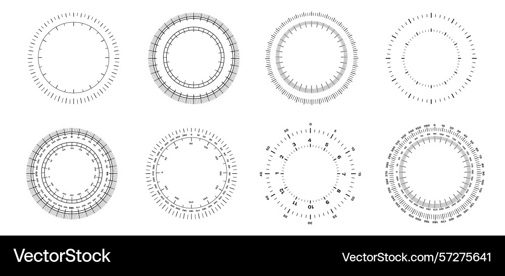 Circular measuring scale graphics with detailed vector image