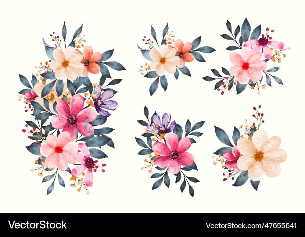 Isolated flower bouquet pack for invitation card Isolated flower bouquet pack for invitation card vector image