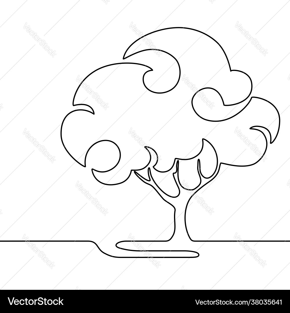 Linear art tree in contour Vector Image