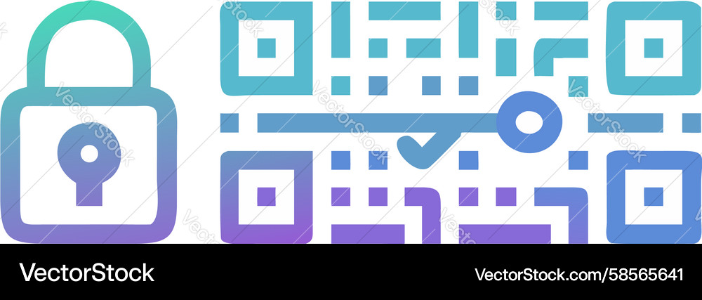 Locked QR Code Icon - Secure Data Vector Image
