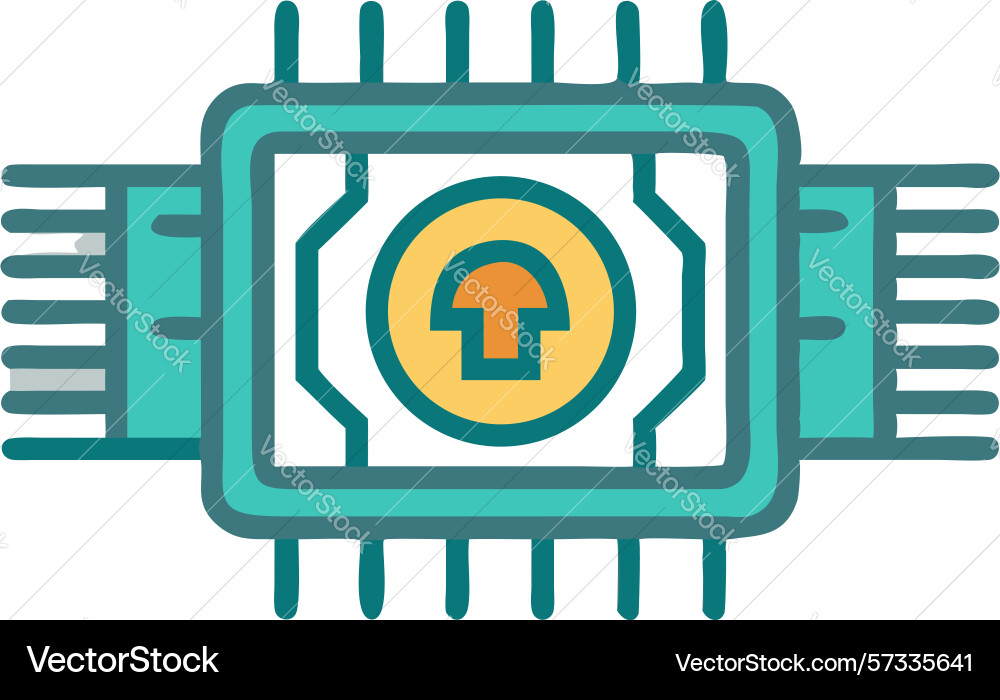 Microchip processor icon - computing and ai vector image