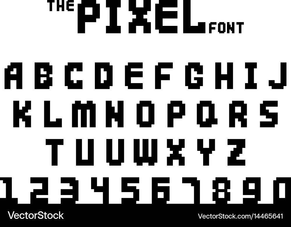 Pixel retro font video computer game design 8 bit Vector Image