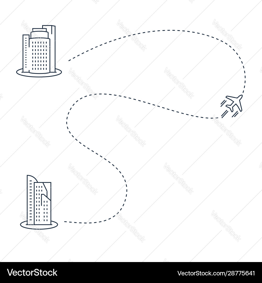 Plane with track in line style Plane with track in line style vector image