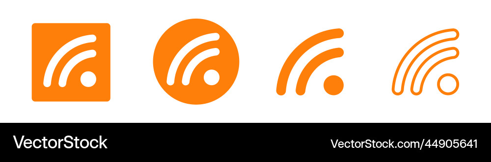 Rss icon set in various styles Vector Image