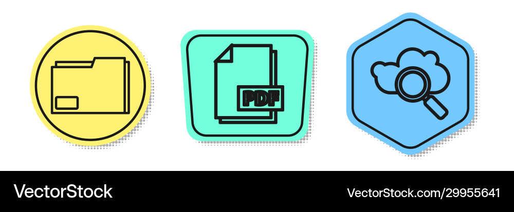 Set line document folder pdf file Set line document folder pdf file Vector Image