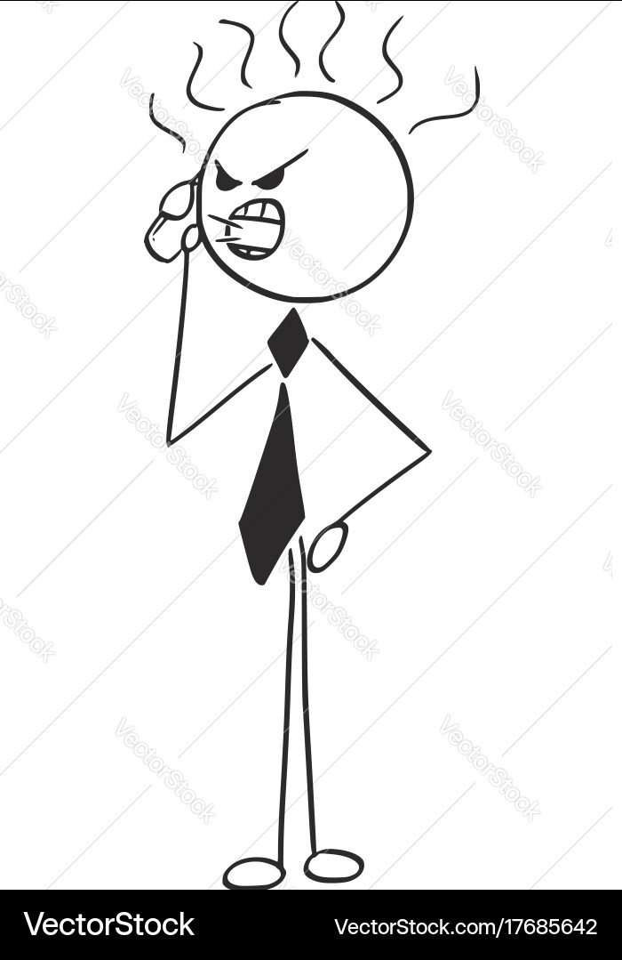 Cartoon of angry business man yelling at mobile Vector Image