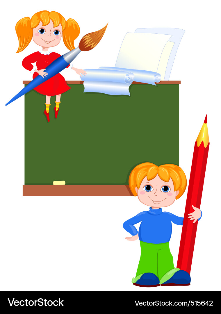 Children in the class Vector Image