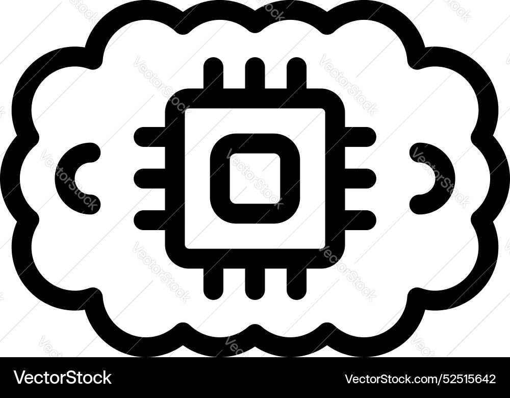 Cloud computing icon showing a cpu processing data vector image