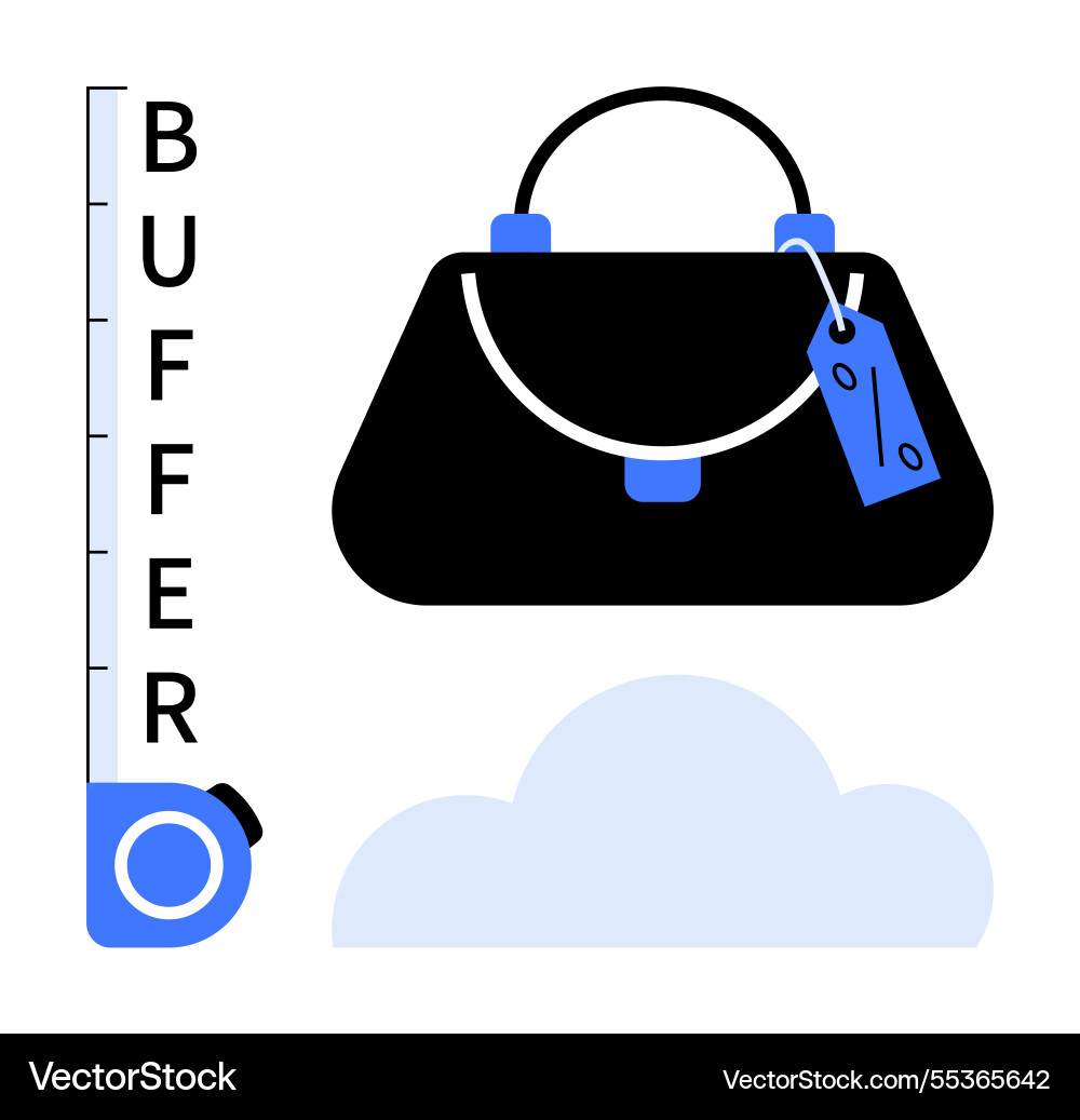 Handbag with discount tag balancing on buffer Vector Image