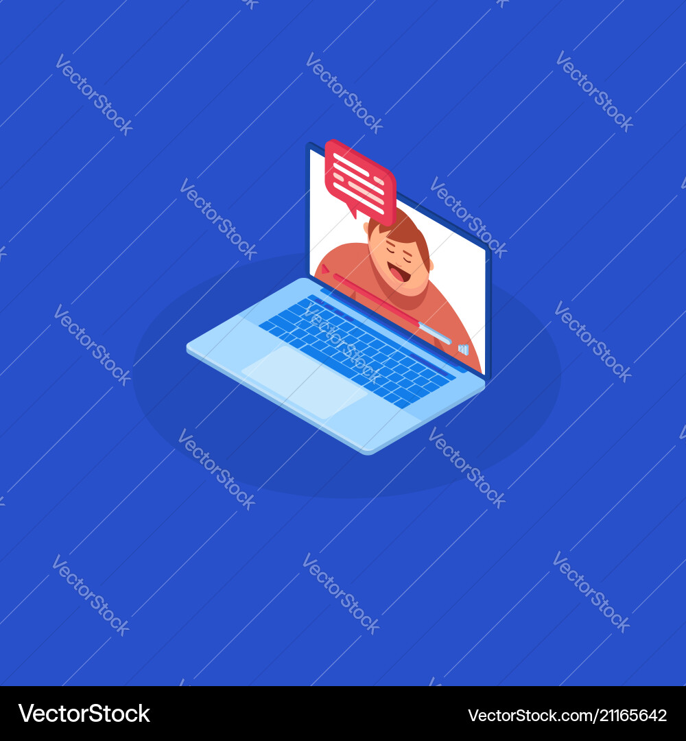 Isometrics video chatting online on computer Vector Image