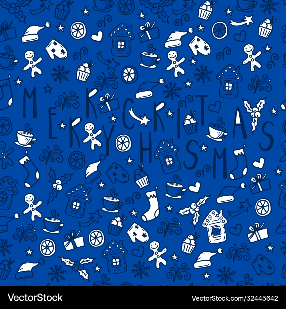 Merry Christmas Winter Pattern Vector Image