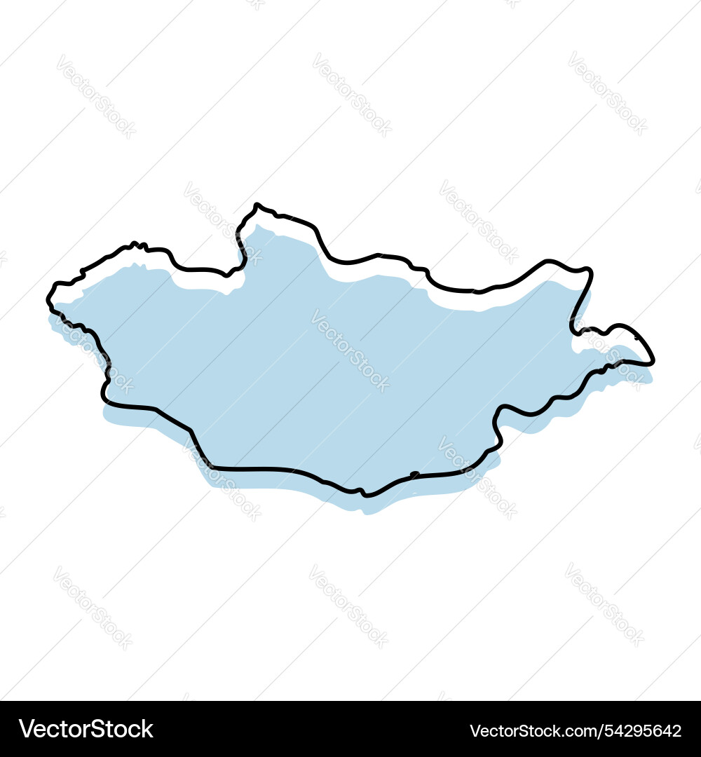 Mongolia map with body and outline isolated Vector Image