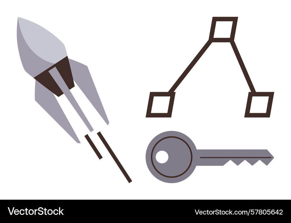 Rocket key and hierarchical structure concept Rocket key and hierarchical structure concept Vector Image